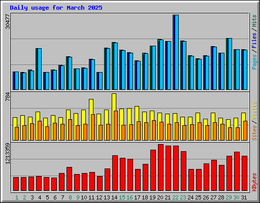 Daily usage for March 2025