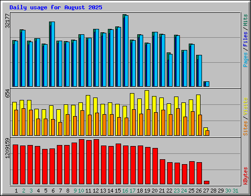 Daily usage for August 2025